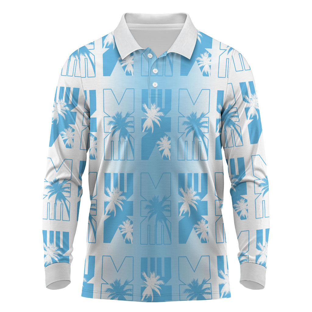 Bula Fiji Long Sleeve Polo Shirt White Makare Masi Tapa Pattern