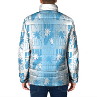 Bula Fiji Padded Jacket White Makare Masi Tapa Pattern