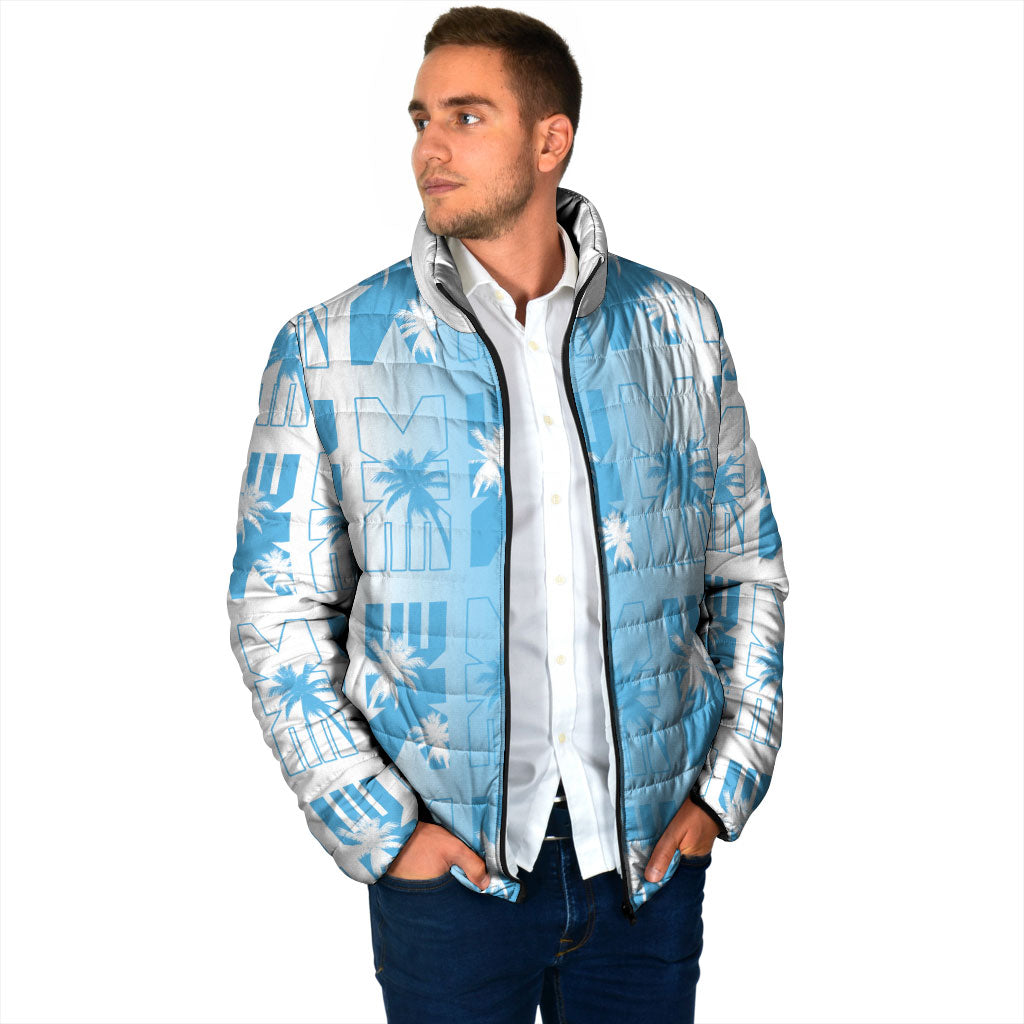 Bula Fiji Padded Jacket White Makare Masi Tapa Pattern