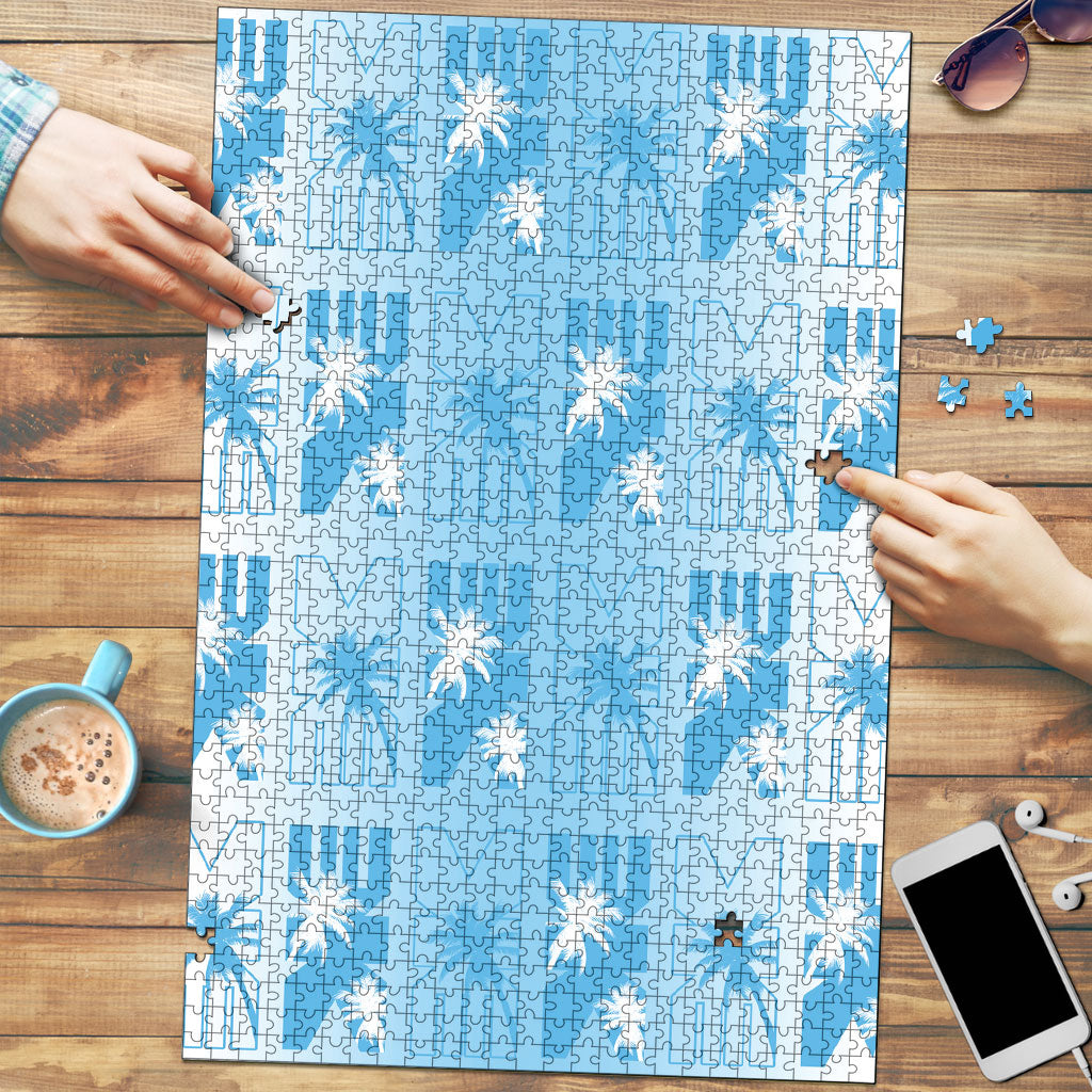 Bula Fiji Puzzle White Makare Masi Tapa Pattern