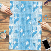 Bula Fiji Puzzle White Makare Masi Tapa Pattern