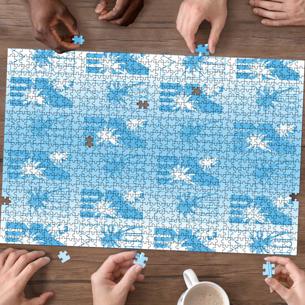 Bula Fiji Puzzle White Makare Masi Tapa Pattern