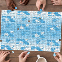 Bula Fiji Puzzle White Makare Masi Tapa Pattern