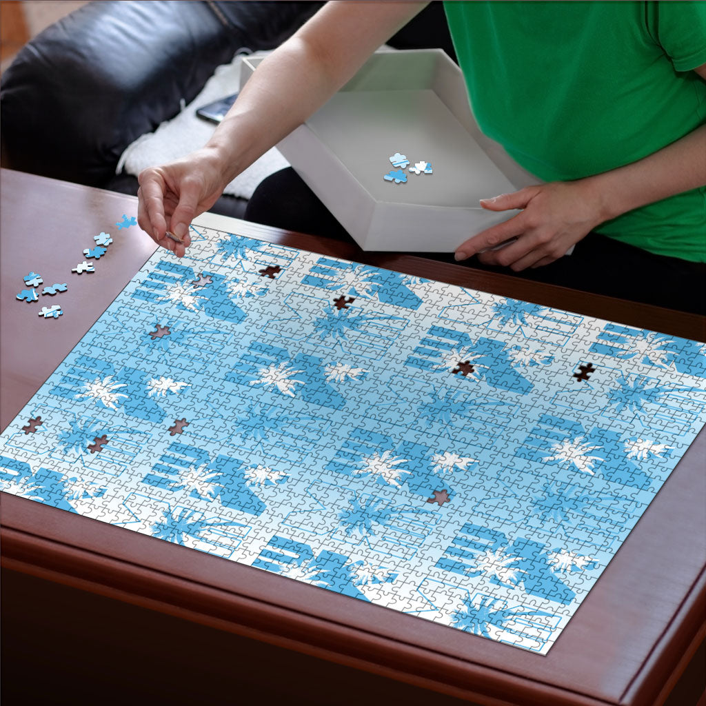 Bula Fiji Puzzle White Makare Masi Tapa Pattern