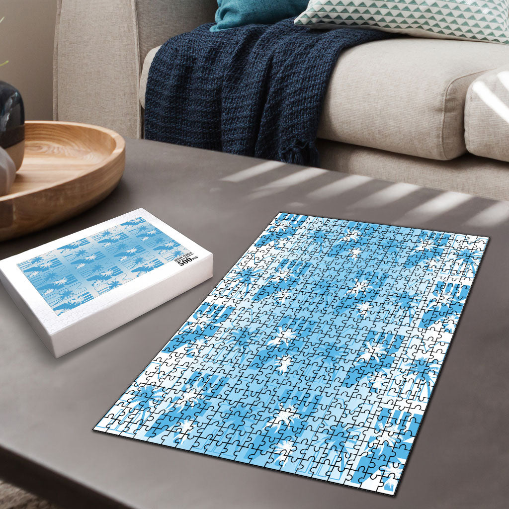 Bula Fiji Puzzle White Makare Masi Tapa Pattern