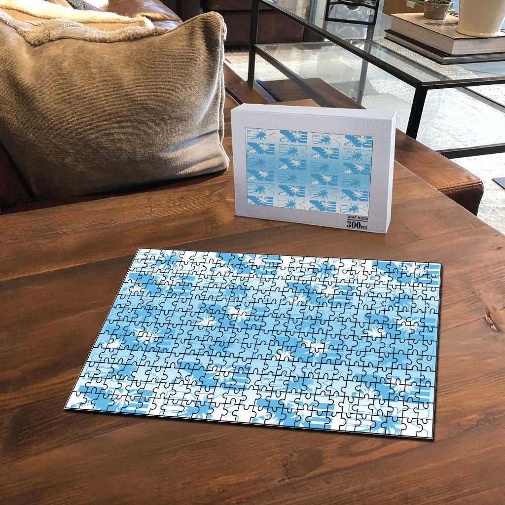 Bula Fiji Puzzle White Makare Masi Tapa Pattern