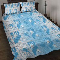 Bula Fiji Quilt Bed Set White Makare Masi Tapa Pattern