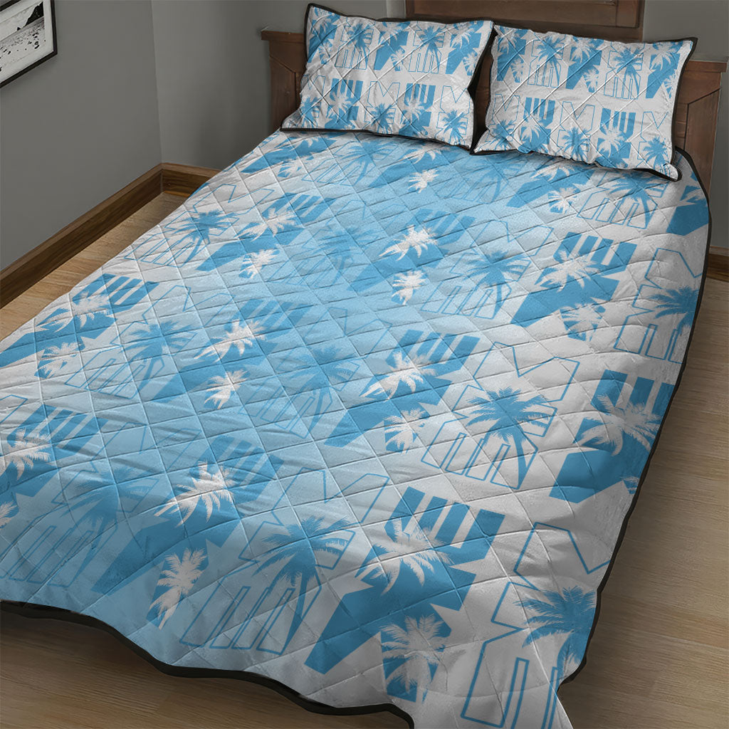 Bula Fiji Quilt Bed Set White Makare Masi Tapa Pattern