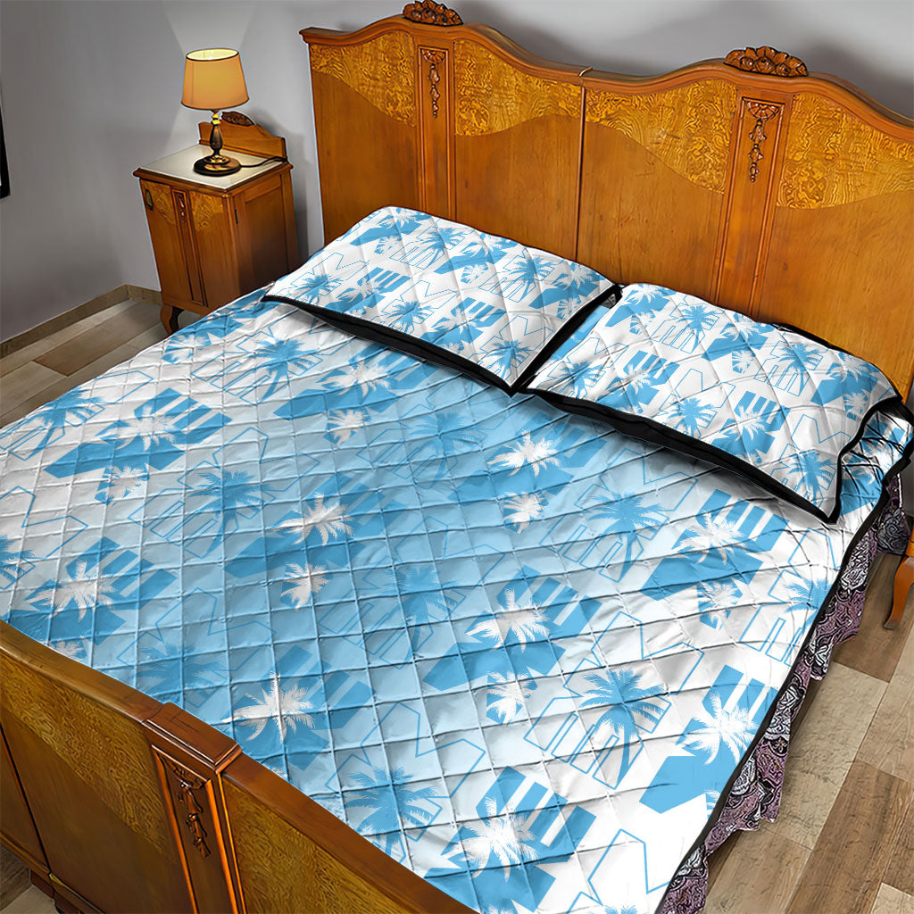 Bula Fiji Quilt Bed Set White Makare Masi Tapa Pattern