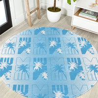 Bula Fiji Round Carpet White Makare Masi Tapa Pattern