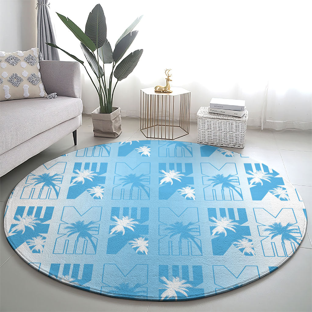 Bula Fiji Round Carpet White Makare Masi Tapa Pattern