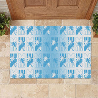 Bula Fiji Rubber Doormat White Makare Masi Tapa Pattern