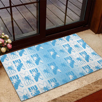 Bula Fiji Rubber Doormat White Makare Masi Tapa Pattern