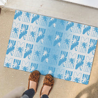 Bula Fiji Rubber Doormat White Makare Masi Tapa Pattern