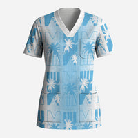 Bula Fiji Scrub Top White Makare Masi Tapa Pattern