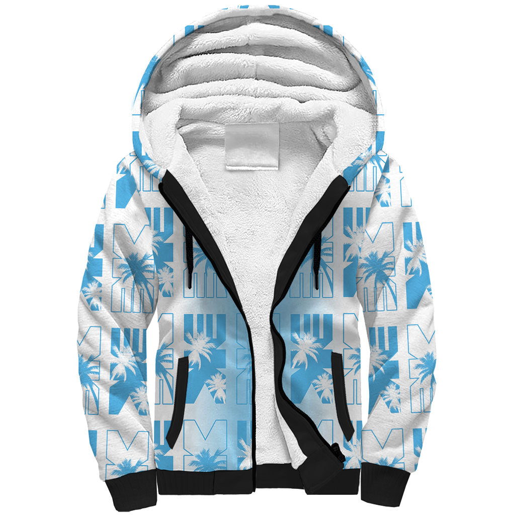 Bula Fiji Sherpa Hoodie White Makare Masi Tapa Pattern