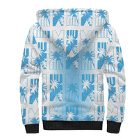 Bula Fiji Sherpa Hoodie White Makare Masi Tapa Pattern