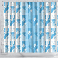 Bula Fiji Shower Curtain White Makare Masi Tapa Pattern