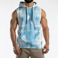 Bula Fiji Sleeveless Hoodie White Makare Masi Tapa Pattern