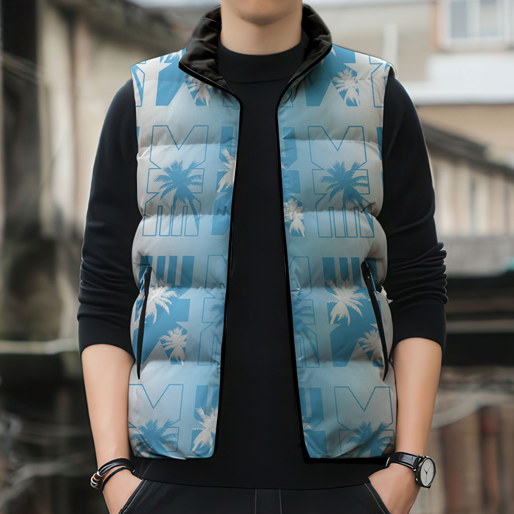 Bula Fiji Sleeveless Puffer Jacket White Makare Masi Tapa Pattern