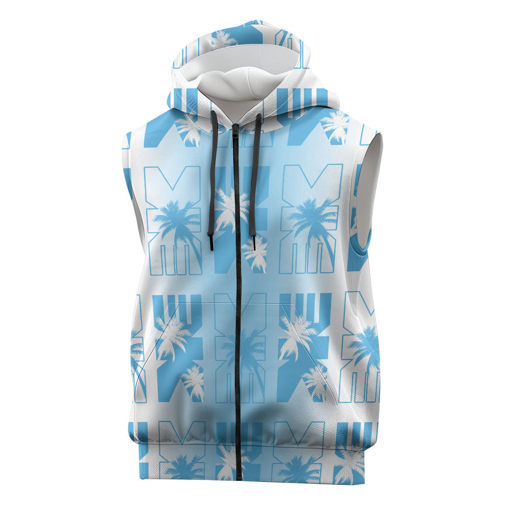 Bula Fiji Sleeveless Zip Hoodie White Makare Masi Tapa Pattern