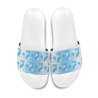 Bula Fiji Slide Sandals White Makare Masi Tapa Pattern