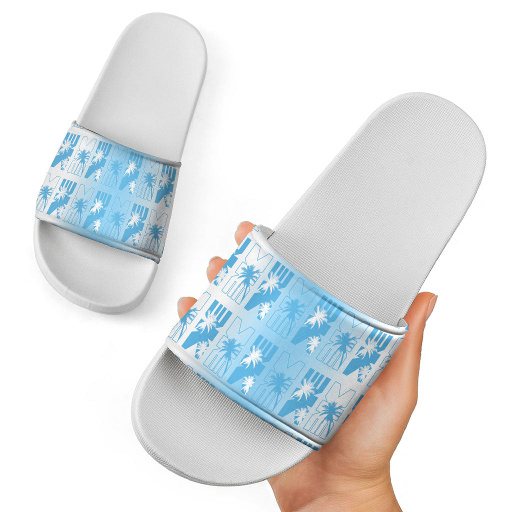 Bula Fiji Slide Sandals White Makare Masi Tapa Pattern