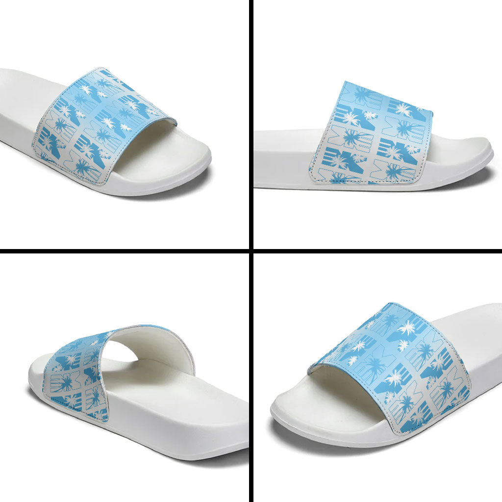 Bula Fiji Slide Sandals White Makare Masi Tapa Pattern