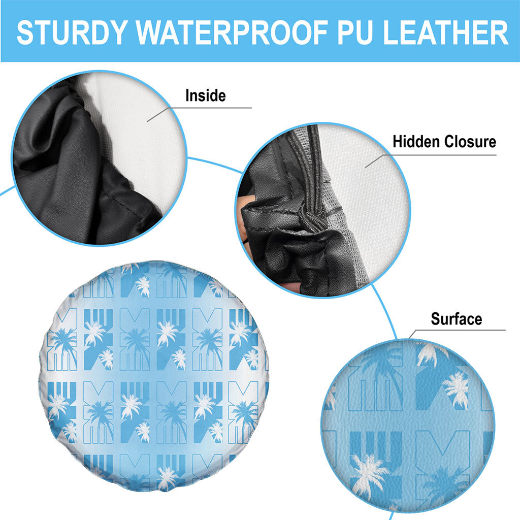 Bula Fiji Spare Tire Cover White Makare Masi Tapa Pattern