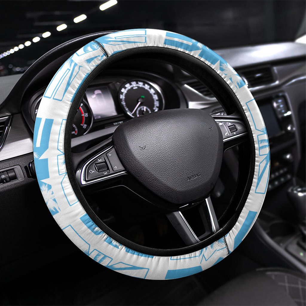 Bula Fiji Steering Wheel Cover White Makare Masi Tapa Pattern