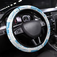 Bula Fiji Steering Wheel Cover White Makare Masi Tapa Pattern