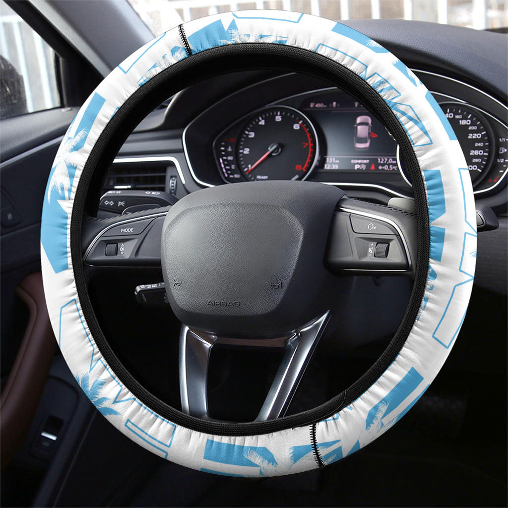 Bula Fiji Steering Wheel Cover White Makare Masi Tapa Pattern