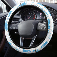 Bula Fiji Steering Wheel Cover White Makare Masi Tapa Pattern