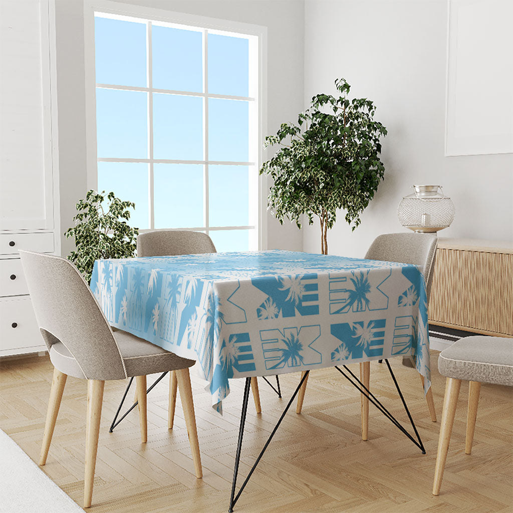 Bula Fiji Tablecloth White Makare Masi Tapa Pattern