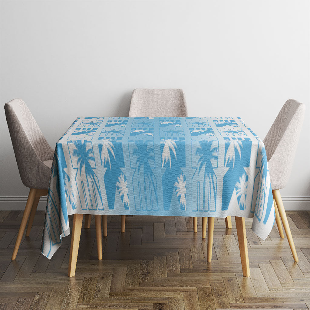 Bula Fiji Tablecloth White Makare Masi Tapa Pattern