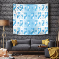 Bula Fiji Tapestry White Makare Masi Tapa Pattern