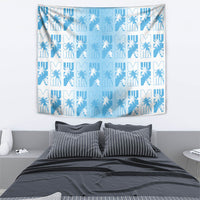 Bula Fiji Tapestry White Makare Masi Tapa Pattern