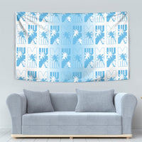 Bula Fiji Tapestry White Makare Masi Tapa Pattern