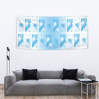 Bula Fiji Tapestry White Makare Masi Tapa Pattern