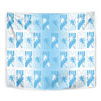 Bula Fiji Tapestry White Makare Masi Tapa Pattern