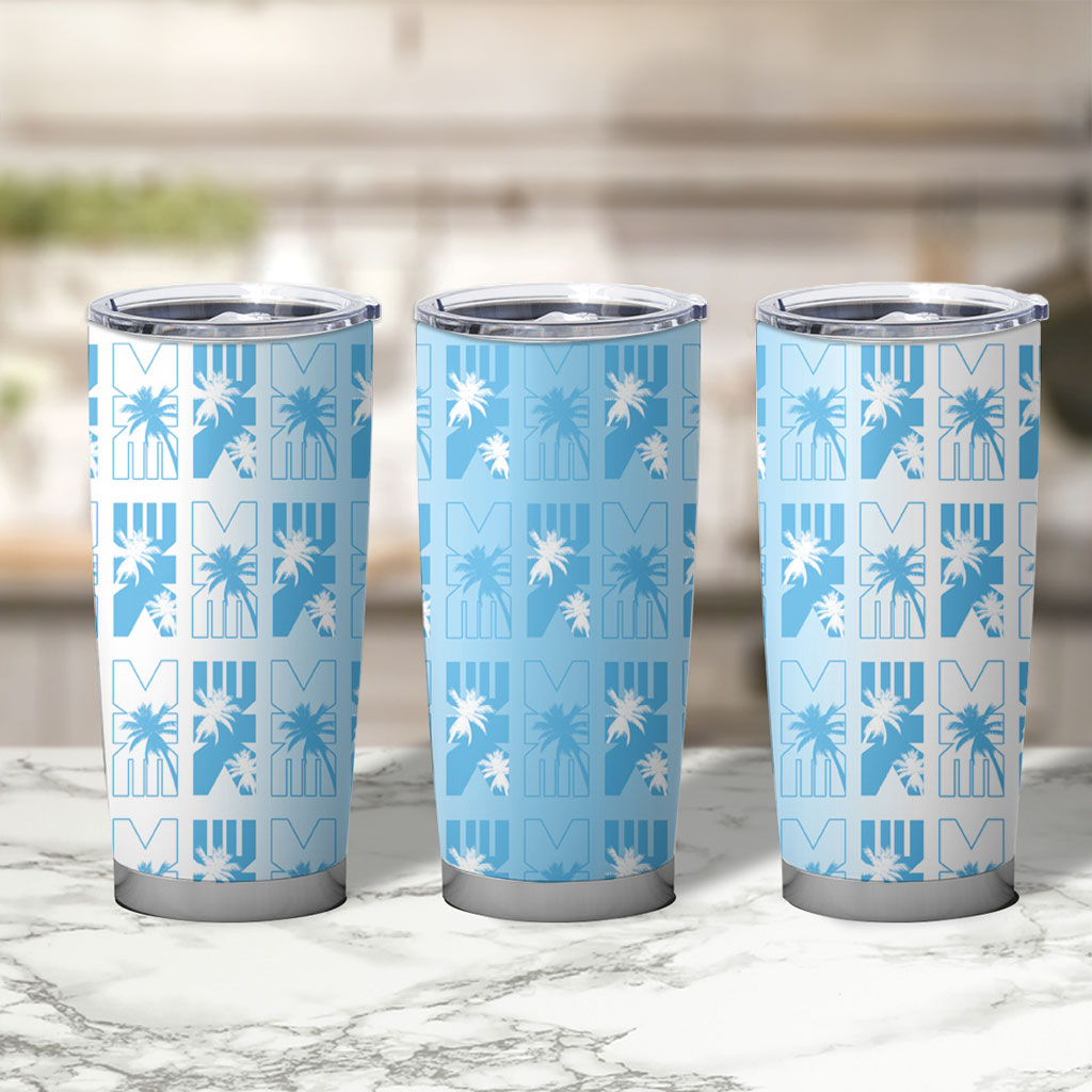 Bula Fiji Tumbler Cup White Makare Masi Tapa Pattern