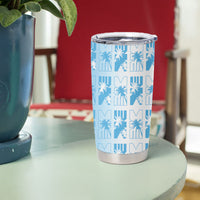 Bula Fiji Tumbler Cup White Makare Masi Tapa Pattern