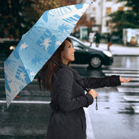 Bula Fiji Umbrella White Makare Masi Tapa Pattern