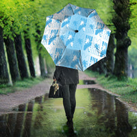 Bula Fiji Umbrella White Makare Masi Tapa Pattern