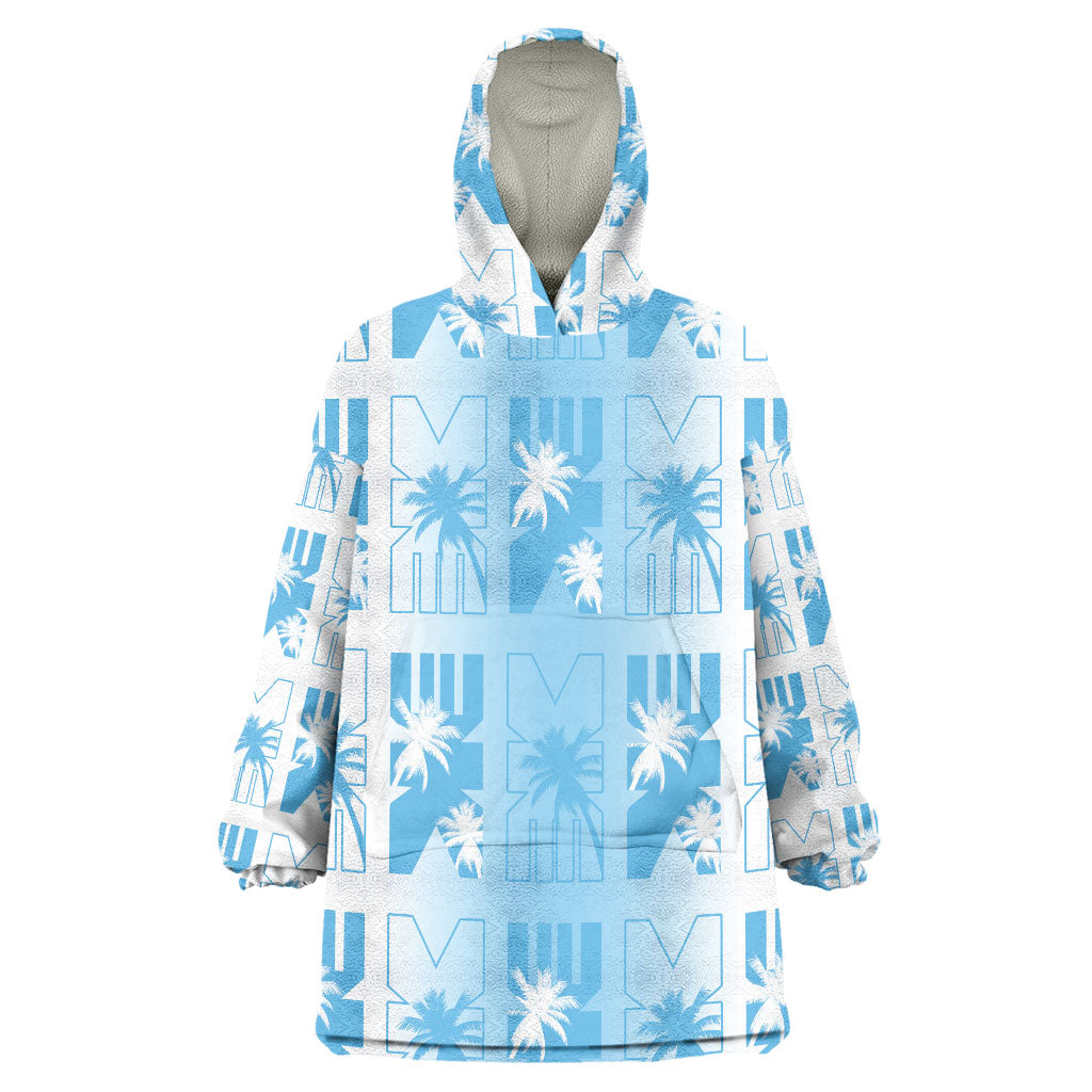 Bula Fiji Wearable Blanket Hoodie White Makare Masi Tapa Pattern