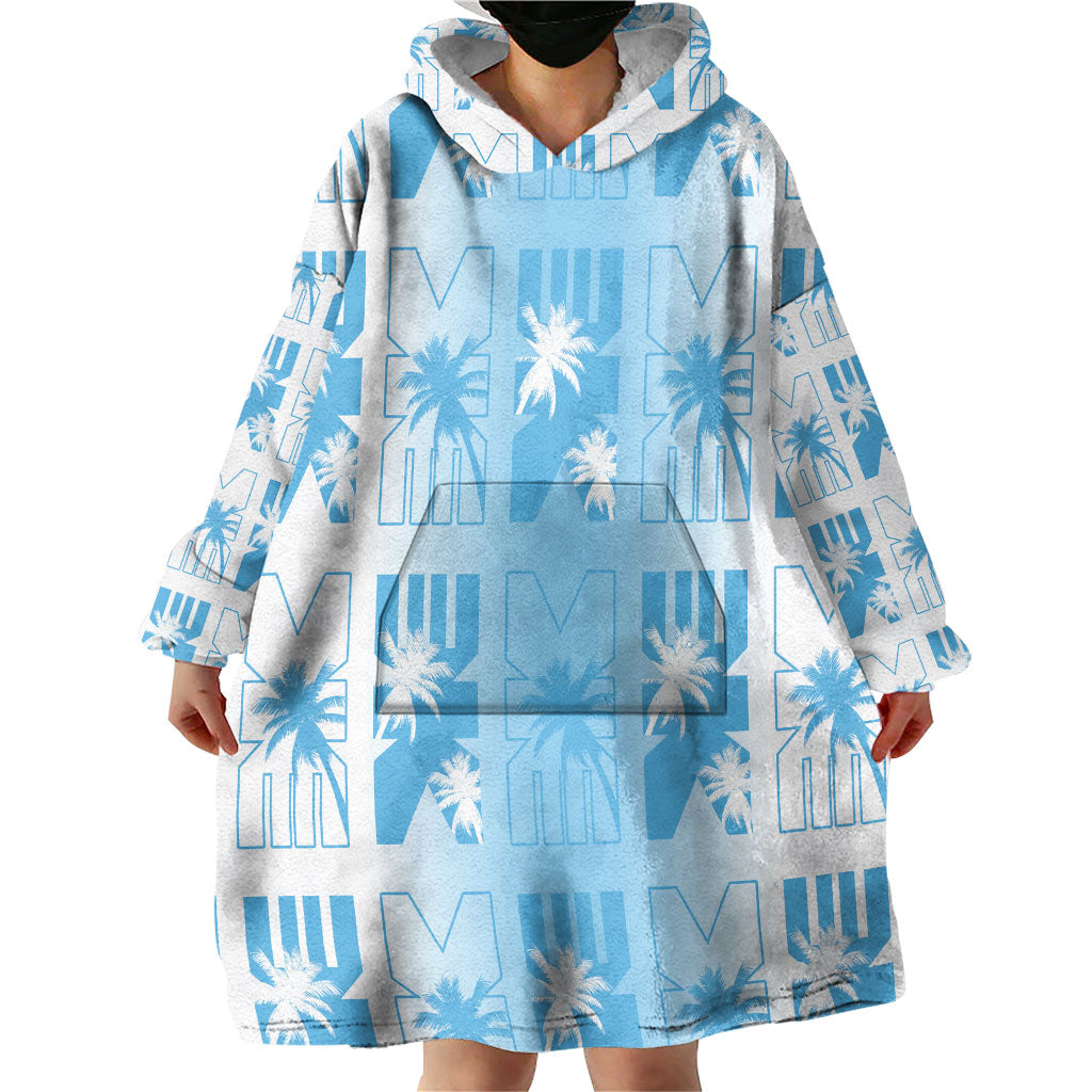 Bula Fiji Wearable Blanket Hoodie White Makare Masi Tapa Pattern