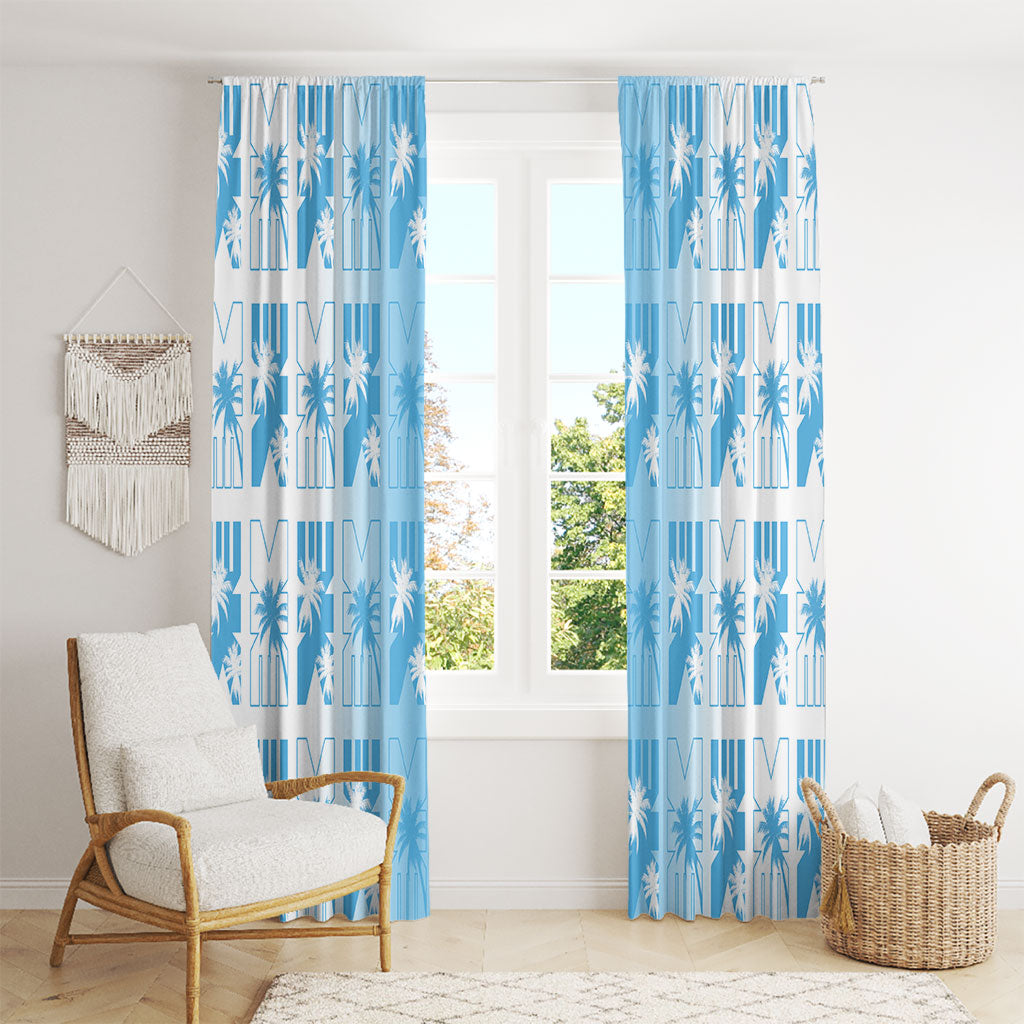 Bula Fiji Window Curtain White Makare Masi Tapa Pattern
