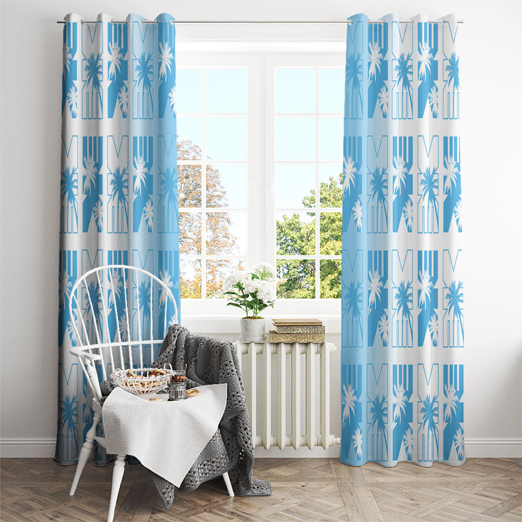 Bula Fiji Window Curtain White Makare Masi Tapa Pattern