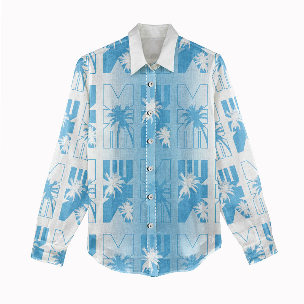 Bula Fiji Women Casual Shirt White Makare Masi Tapa Pattern