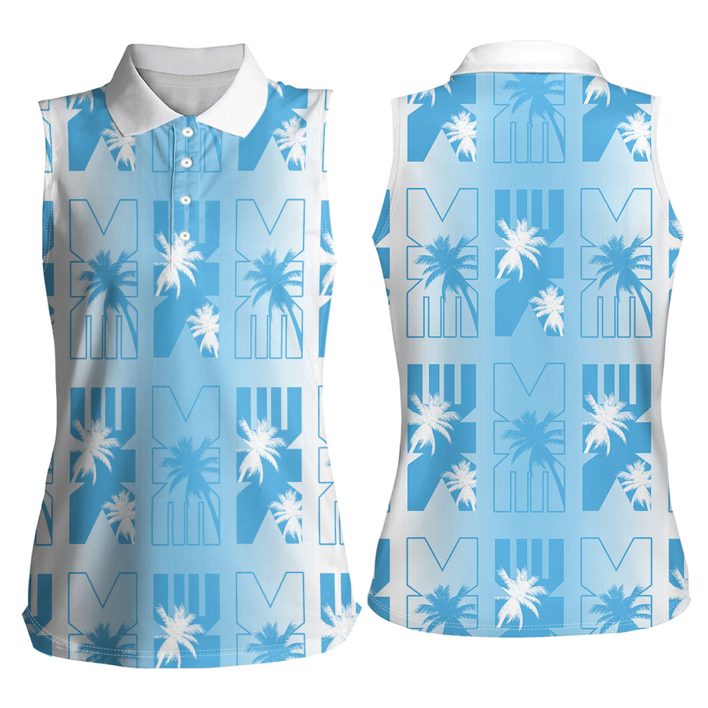 Bula Fiji Women Sleeveless Polo Shirt White Makare Masi Tapa Pattern